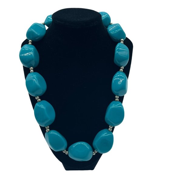 Unbranded Jewelry - Color Black Accent Necklace OS Teal Blue Beads Costume Jewelry